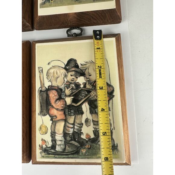 Vintage Hummel Mini Prints Wood Frame Art Pictures Retro Set Of 4 - Picture 6 of 9